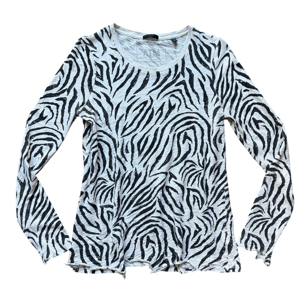ATM Zebra Print Slub Cotton Long Sleeve Tee Womens Medium